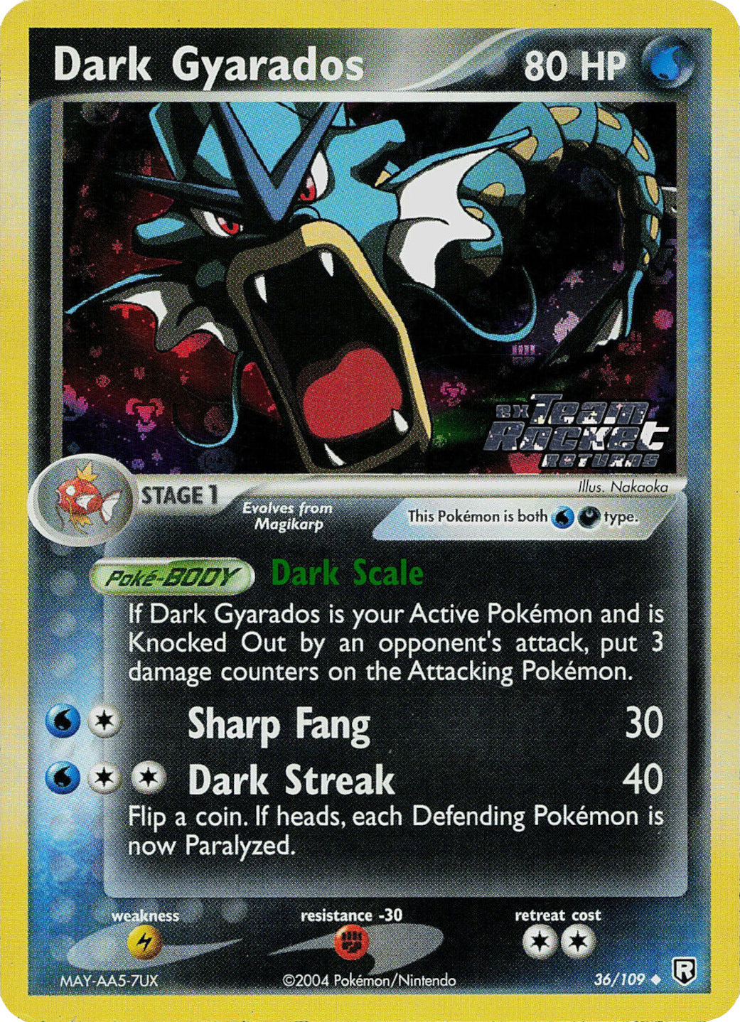 gyarados pokemon card ex Dark Gyarados (36/109) (Stamped) [EX: Team Rocket Returns]
