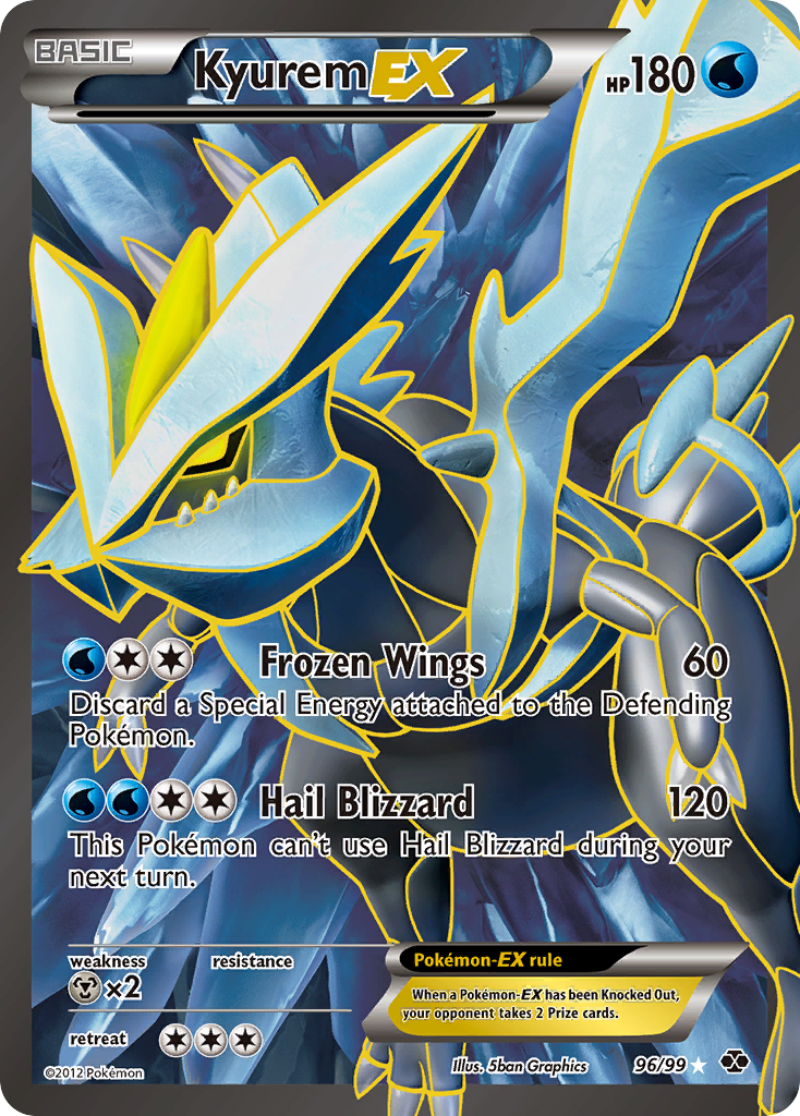 pokemon card white kyurem ex Pokemon Black & White Next Destinies Ultra Rare Kyurem EX #96
