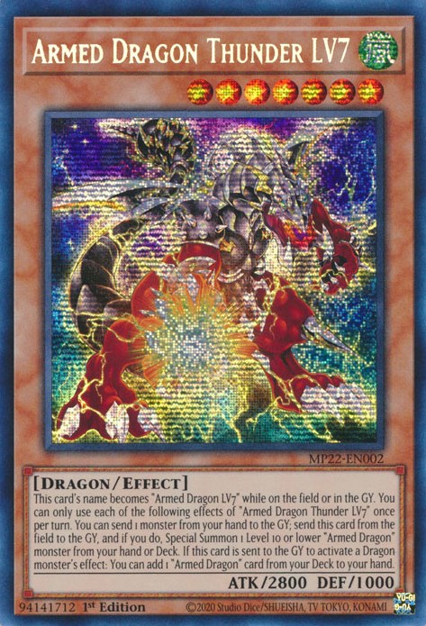 Yu-Gi-Oh! Armed Dragon Thunder LV7 - MP22-EN002 - Prismatic Secret Rare - 1st Edition Yu-Gi-Oh! Armed Dragon Thunder LV7 - MP22-EN002 - Prismatic Secret Rare - 1st Edition