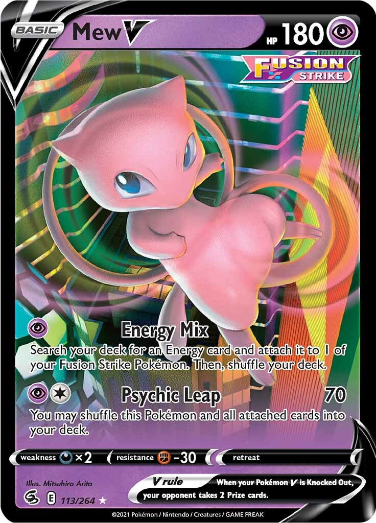 what pokemon set has 264 cards Mew V - SWSH08: Fusion Strike [ULTRA RARE] with photo Color:#3 Colorless Earthquake (180) This Magic TCG The Gathering