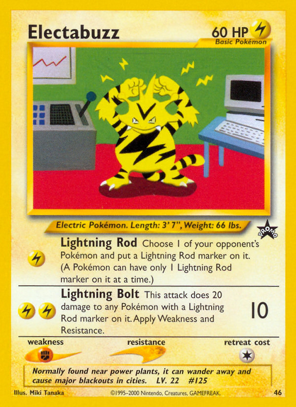 pokemon card electabuzz (46) [Wizards of the Coast: Black Star Promos] Deck Option:Masters of Evil HP250 Retreat Cost 2 Magic the Gathering Fallout