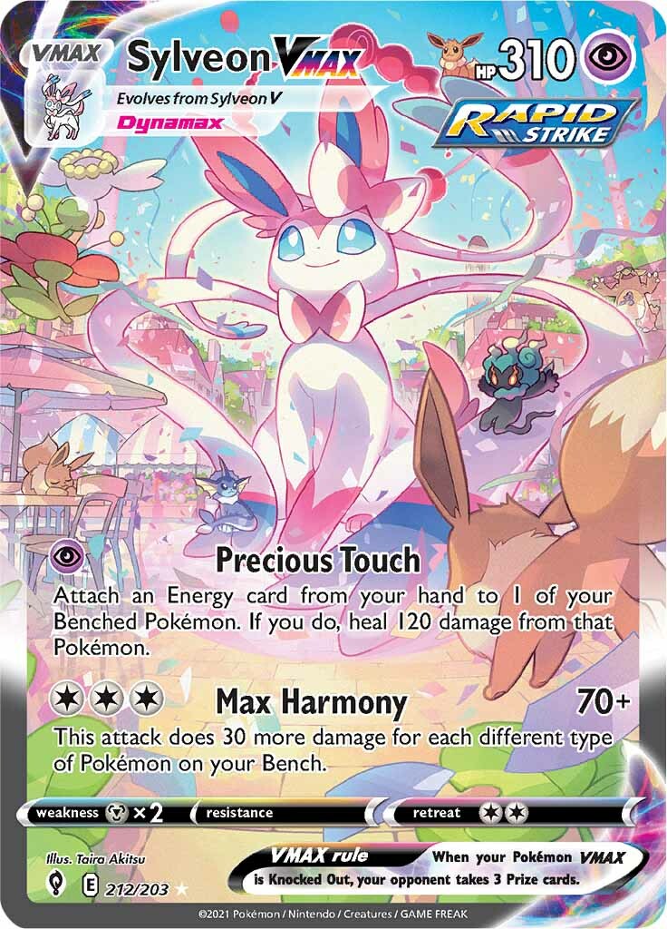 pokemon set with 203 cards Sylveon VMAX (212/203) [Sword & Shield: Evolving Skies]