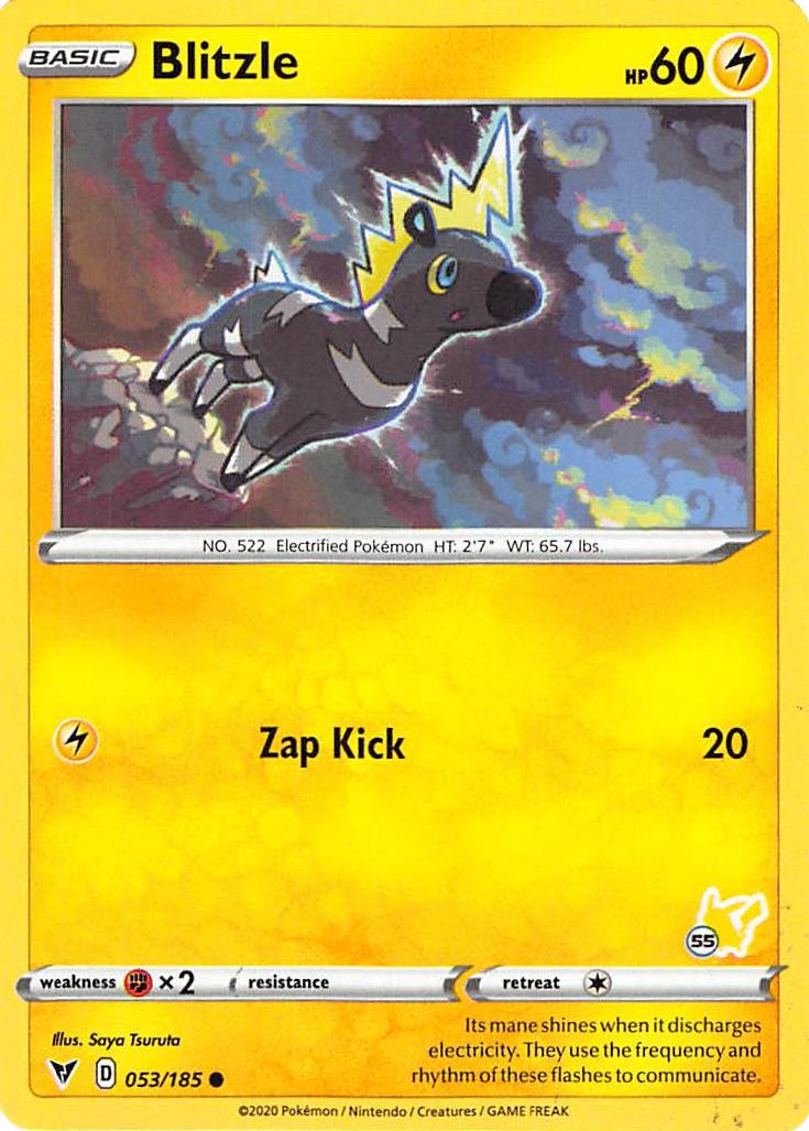 pokemon battle academy card value Blitzle (053/185) (Pikachu Stamp #55) [Battle Academy 2022]