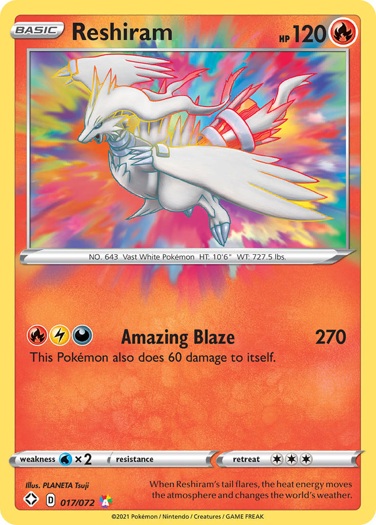 ultra rare reshiram card Reshiram (017/072) [Sword & Shield: Shining Fates]