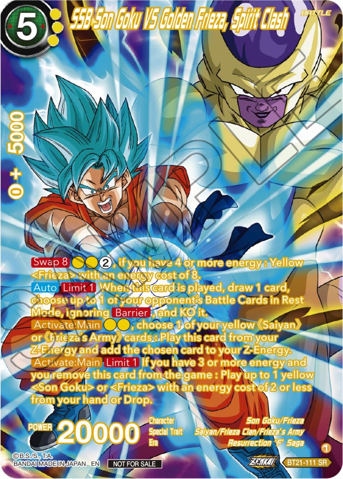 dragon ball super card game bt21 SSB Son Goku VS Golden Frieza, Spirit Clash (Premium Alt-Art Card Set