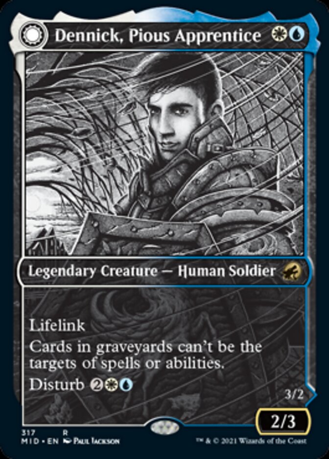 midnight hunt rare cards Dennick, Pious Apprentice // Dennick, Pious Apparition (Showcase Etern