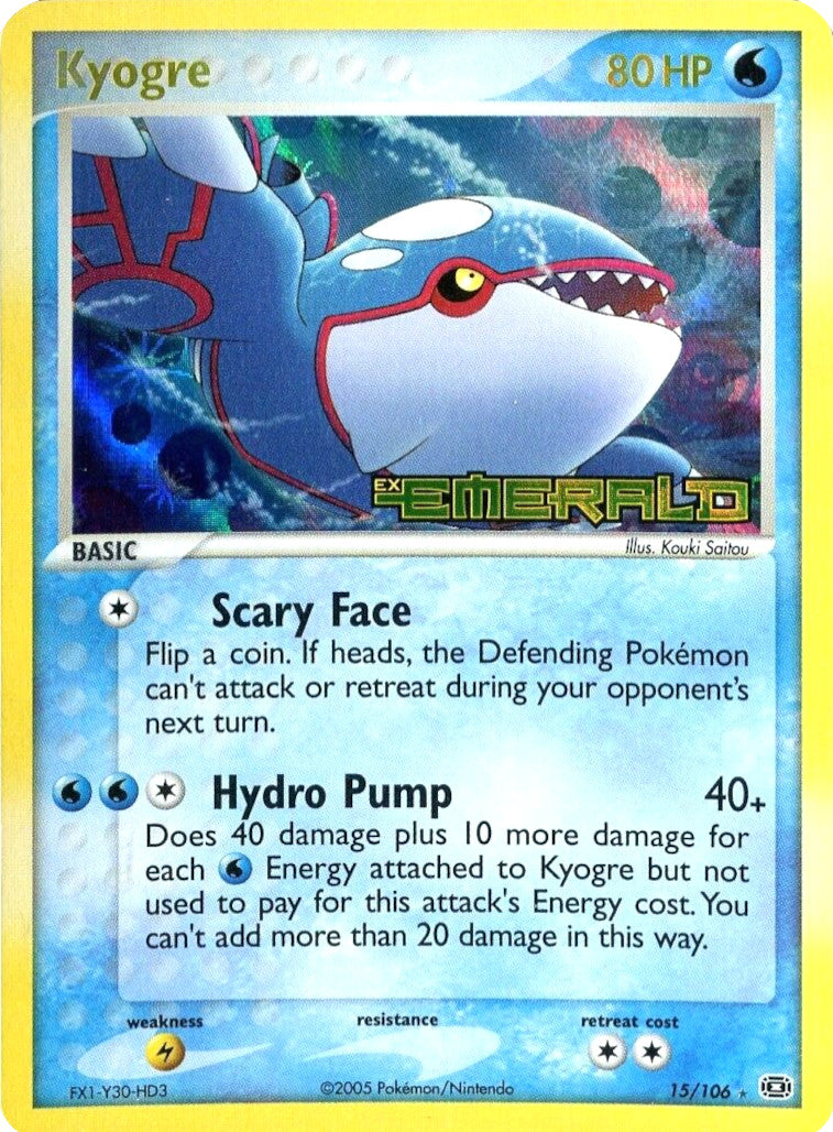 kyogre rare card Kyogre (15/106) (Stamped) [EX: Emerald]