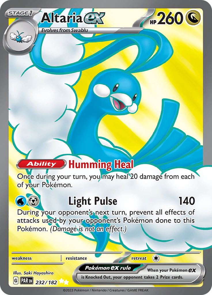 what pokemon set has 182 cards Altaria ex (232/182) [Scarlet & Violet: Paradox Rift]
