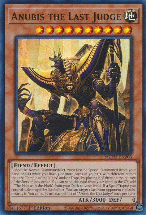 yugioh anubis trap card Does judgement of negate fire king sky burns destruction effect? the original DEF of those monsters becomes 0 King Anubis (MLP): Yu-Gi-Oh! Card