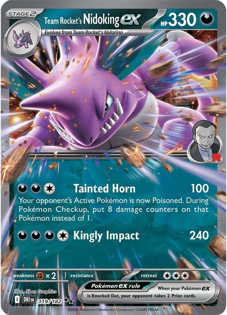 which pokemon set has 182 cards Team Rocket's Nidoking ex (119/182) [Scarlet & Violet: Destined Rivals
