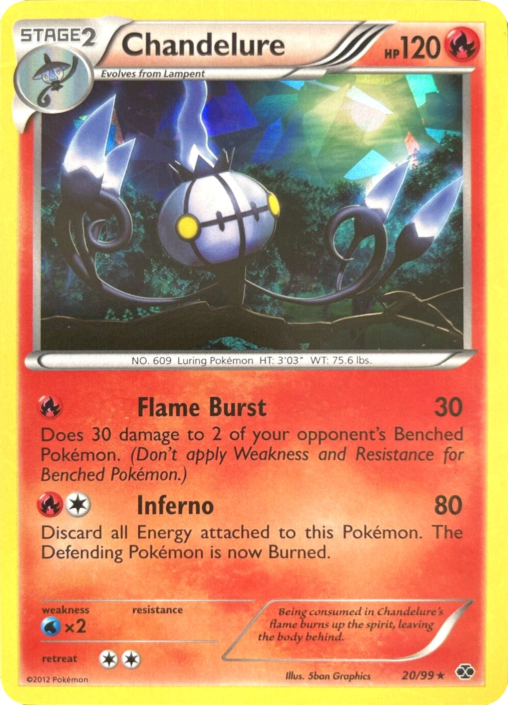 cracked ice pokemon cards Chandelure (20/99) (Cracked Ice Holo) [Black & White: Next Destinies]