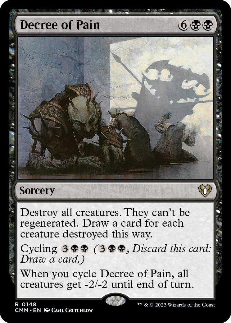 mtg black card that destroys all creatures Decree of Pain [Commander Masters]