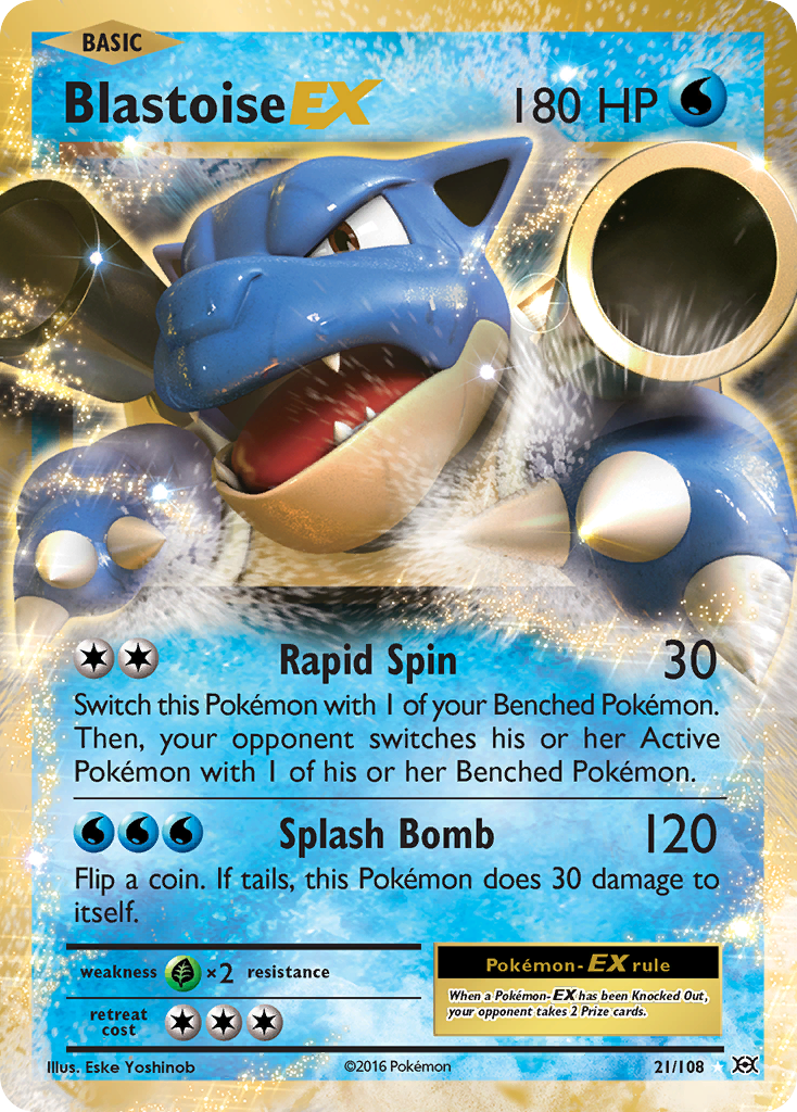 Pokemon X and Y Evolutions Rare Holo EX Blastoise EX #21