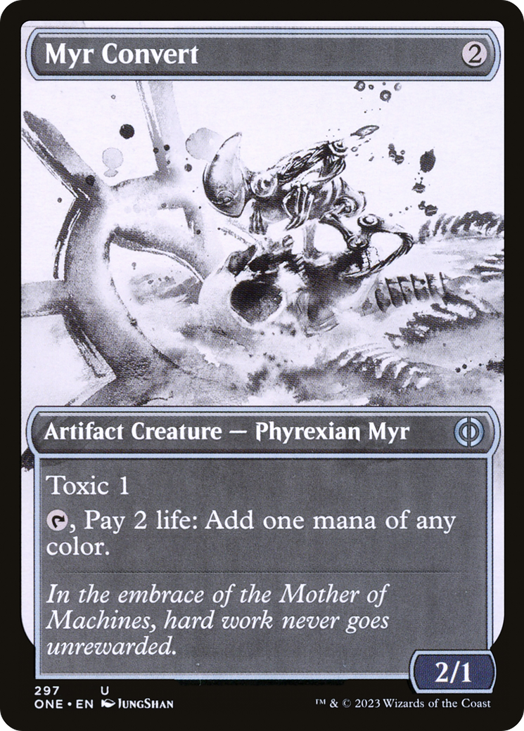 mtg cards that make all creatures one type Myr Convert (Showcase Ichor) [Phyrexia: All Will Be One]