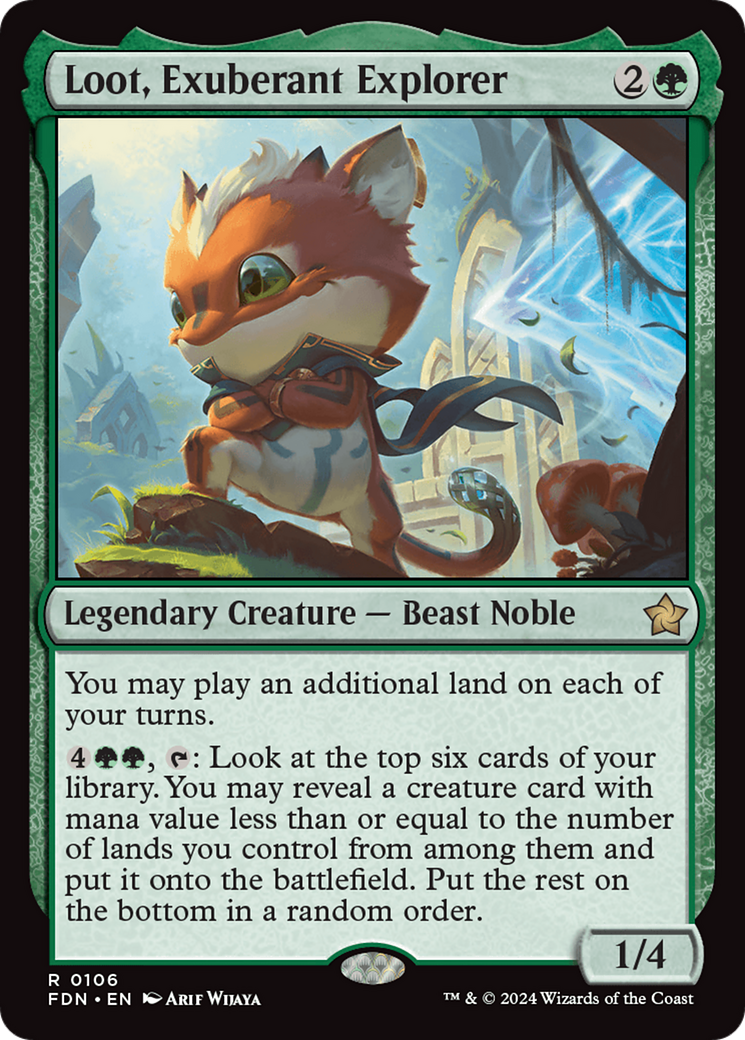mtg red looting cards Magic the Gathering Foundations Rare Loot, Exuberant Explorer #106