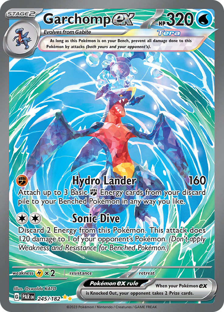what pokemon set has 182 cards Garchomp ex (245/182) [Scarlet & Violet: Paradox Rift]