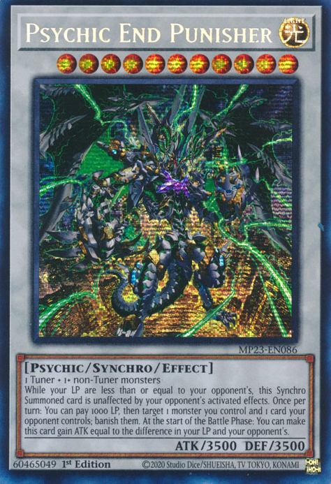 YuGiOh Trading Card Game 25th Anniversary Tin: Dueling Heroes Prismatic Secret Rare Psychic End Punisher MP23-EN086