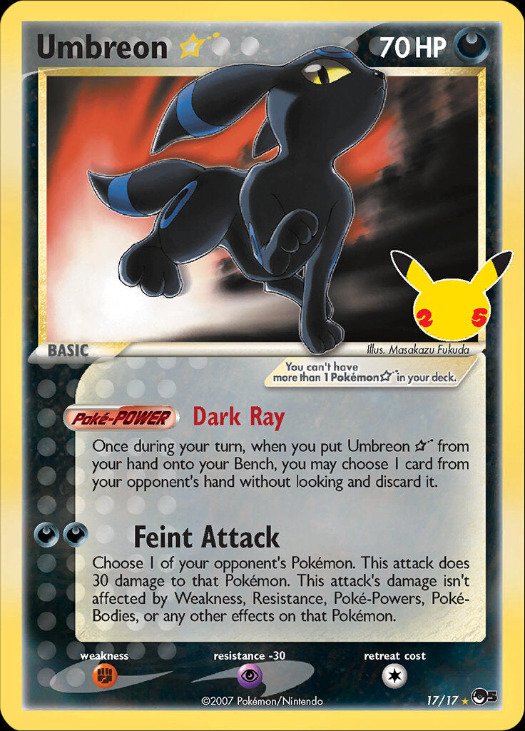 pokemon 25th anniversary celebrations card prices Umbreon (17/17) (Star) [Celebrations: - Classic Colle Super rare [1R] Sacred Fire This Disney Lorcana: Fabled Booster Serial:153609662