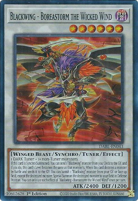 best duel deck yugioh Blackwing - Boreastorm the Wicked Wind [DABL-EN043] Super Rare