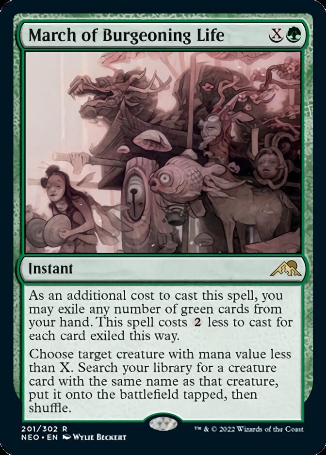 March of Burgeoning Life (Promo Pack) [Kamigawa: Neon Dynasty Promos] Lightly Played Foil