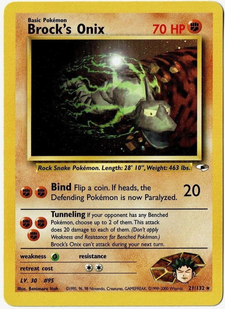 pokemon card brock Pokemon Gym Heroes Rare Brock's Onix #21