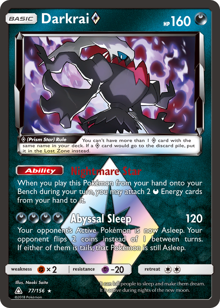 pokemon sun and moon ultra prism card prices Darkrai (77/156) (Prism Star) [Sun & Moon: Ultra Prism]
