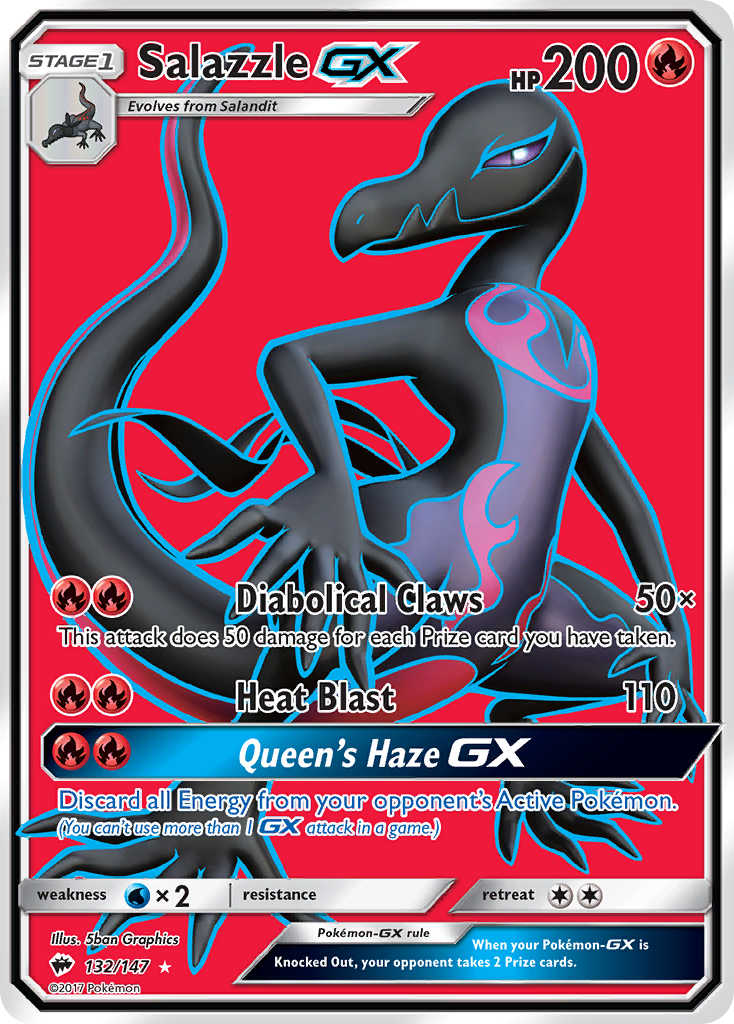 Pokemon Sun & Moon Burning Shadows Ultra Rare Salazzle GX #132