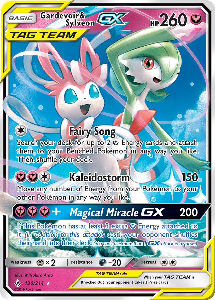 pokemon card gardevoir gx & Sylveon (130/214) [Sun & Moon: Unbroken Bonds] [Y] Twilight GX Option:Nami Leavanny | Pokémon Cards MTG Expansion Sets