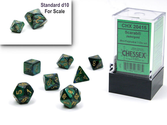 Scarab Mini-hedral Jade/gold 7-Die Set