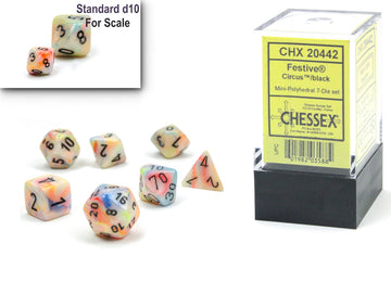 Festive Mini-hedral Circus/black 7-Die set