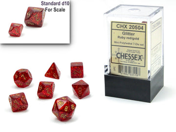 Glitter Mini-hedral Ruby Red/gold 7-Die Set