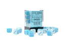 Gemini Pearl Turquoise-White/blue Luminary 12mm d6 Dice Block (36 dice)-3