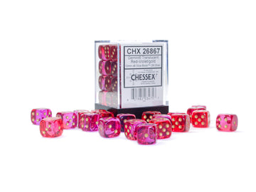 Gemini Translucent Red-Violet/gold 12mm d6 Dice Block (36 dice) - 0
