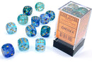 Nebula Oceanic/gold Luminary 16mm d6 Dice Block (12 dice)-1