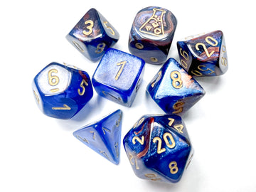 Lustrous Azurite/gold Polyhedral 7-Dice Set (with bonus die) - 0
