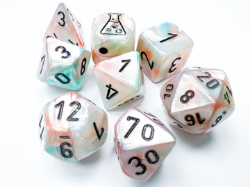 Lustrous Sea Shell/black Luminary Polyhedral 7-Dice Set (with bonus die) - 0
