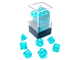 Translucent Mini-hedral Teal/white 7-Die Set - 0