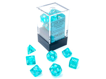 Translucent Mini-hedral Teal/white 7-Die Set - 0