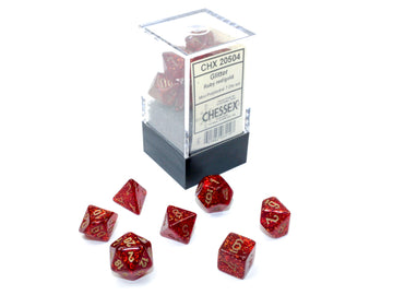 Glitter Mini-hedral Ruby Red/gold 7-Die Set - 0