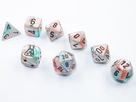 Lustrous Sea Shell/black Luminary Polyhedral 7-Dice Set (with bonus die)