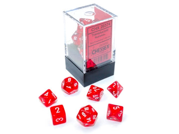 Translucent Mini-hedral Red/white 7-Die Set - 0