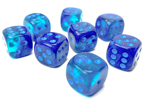 Gemini Blue-Blue/light blue Luminary 12mm d6 Dice Block (36 dice) - 0