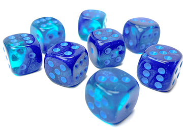 Gemini Blue-Blue/light blue Luminary 12mm d6 Dice Block (36 dice) - 0