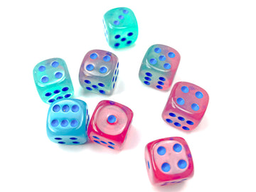 Gemini Gel Green-Pink/blue Luminary 12mm d6 Dice Block (36 dice) - 0