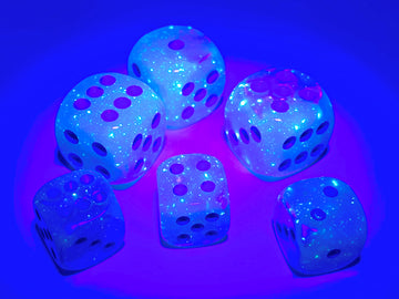 Gemini Pearl Turquoise-White/blue Luminary 12mm d6 Dice Block (36 dice)