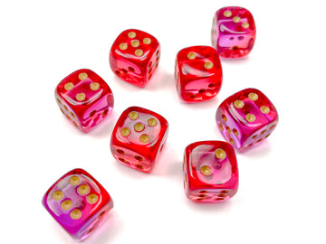 Gemini Translucent Red-Violet/gold 12mm d6 Dice Block (36 dice)