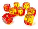 Gemini Translucent Red-Yellow/gold 12mm d6 Dice Block (36 dice)-1