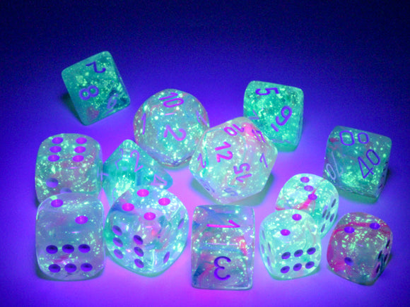 Nebula Wisteria/white Luminary 16mm d6 Dice Block (12 dice)