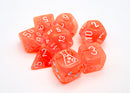 Translucent Neon Orange/white Polyhedral 7-Dice Set (with bonus die)-1