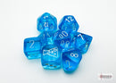 Translucent Tropical Blue/white Polyhedral 7-Dice Set (with bonus die)-1